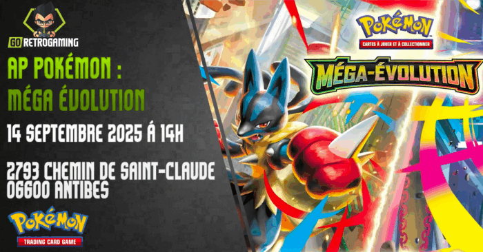 Tournoi d'avant-première Pokémon Méga Évolution du dimanche 14 septembre 2025 à 14h chez GoRetroGaming